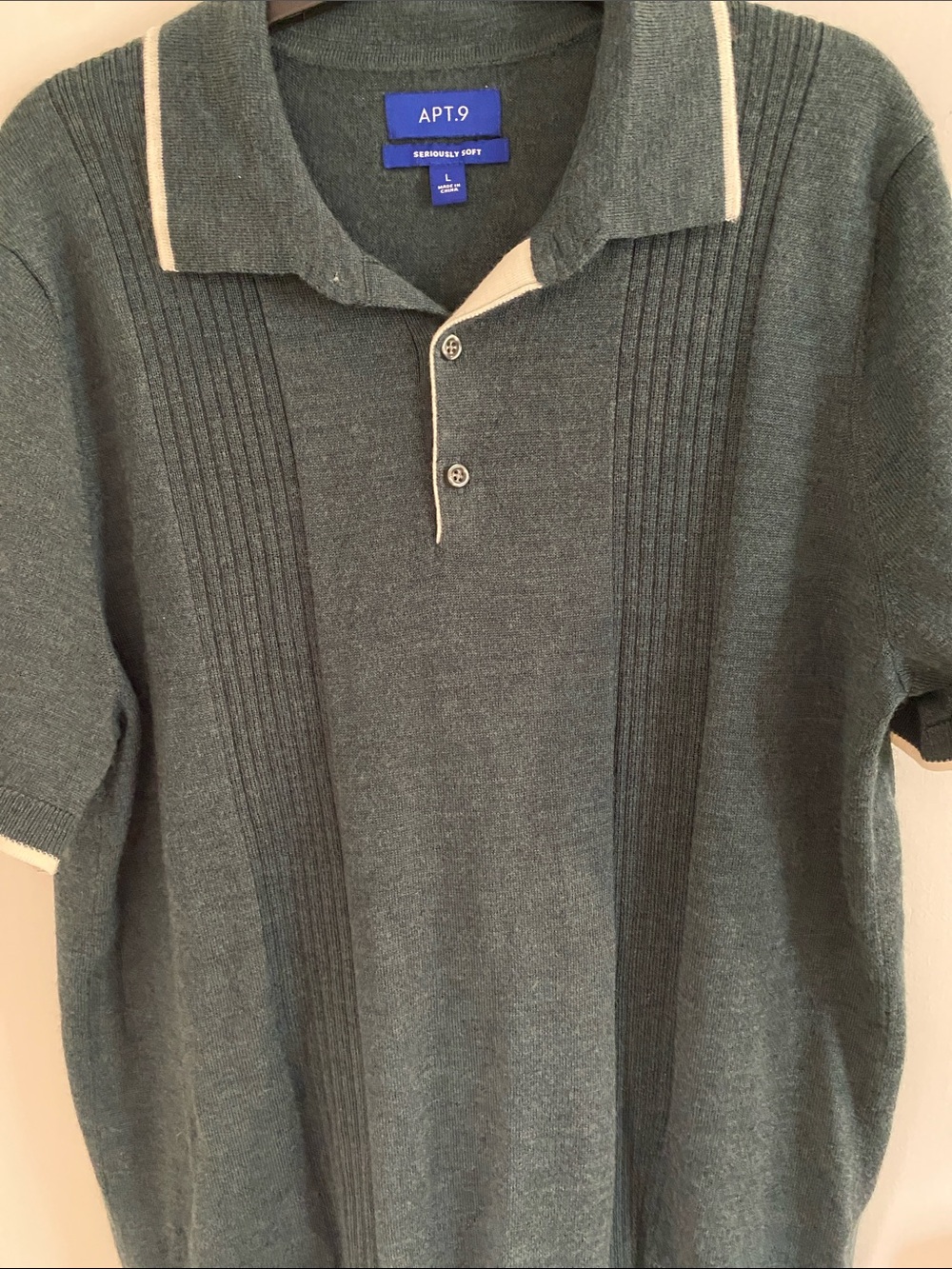Apt. 9 Men's Forest Green Polo with Cream Trim